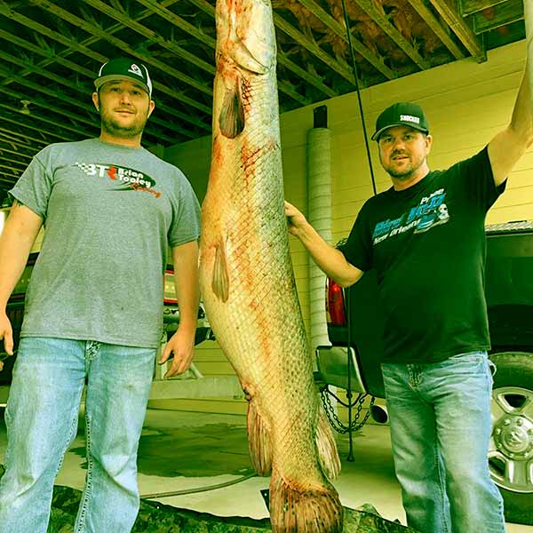 Image of Caption: Key Kelley caught a giant fish and clicked a shot with it along with one of the members of