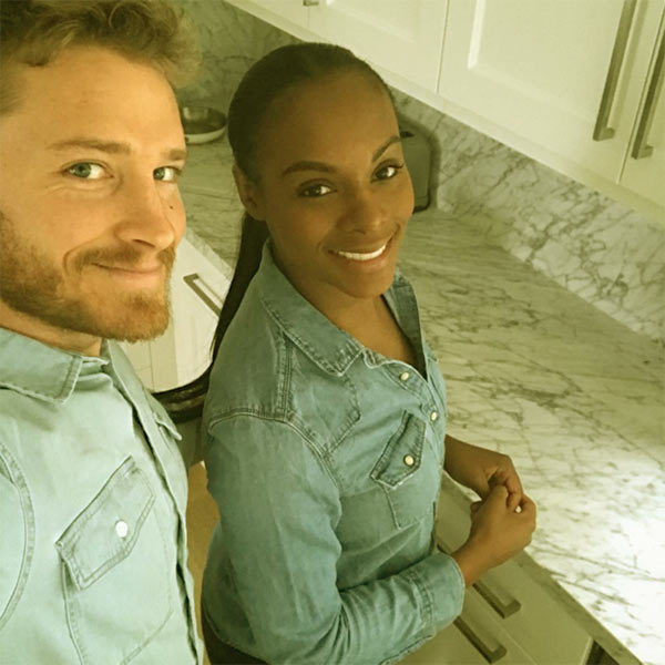 Image of Caption: Tika Sumpter and Nick James engaged in 2016