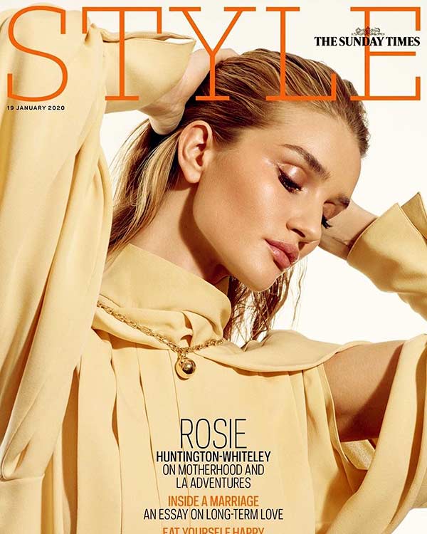 Image of Caption: Rosie Huntington-Whiteley featured on the cover of Style Magazine in January 2020