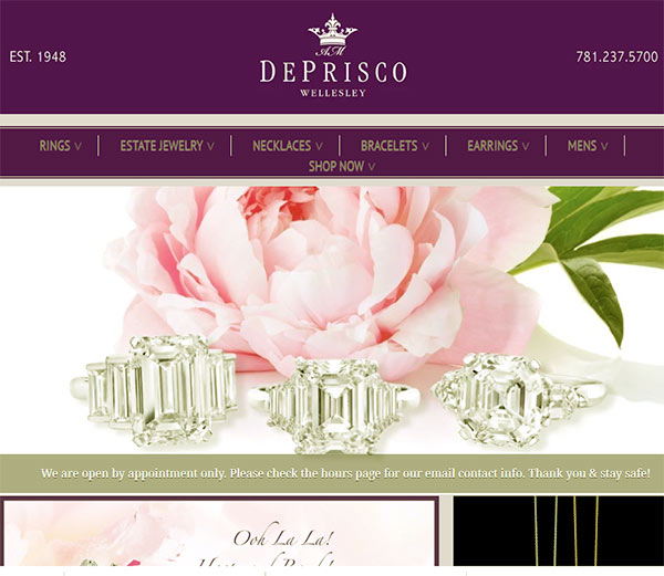 Image of DePrisco’s Original Jewelry Website 